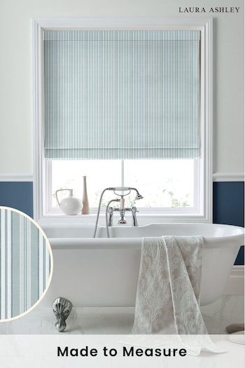 Laura Ashley Green Suffolk Stripe Made to Measure Roman Blinds (D54085) | £84