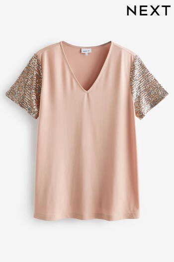 Gold Sequin Sleeve T-Shirt (D54161) | £15