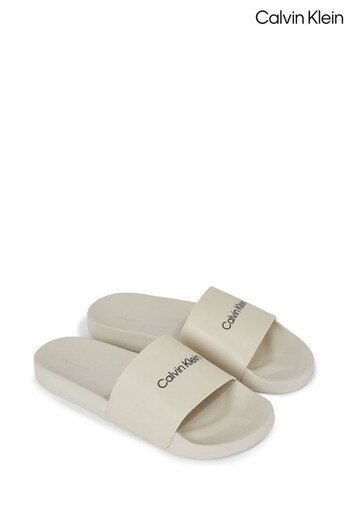 Calvin Klein Grey Pool Slides (D54336) | £50