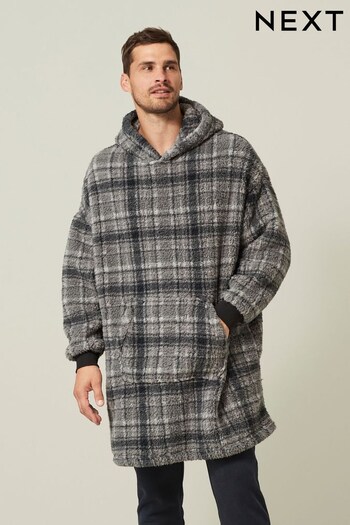 Grey Check Oversized Blanket Hoodie (D54360) | £36