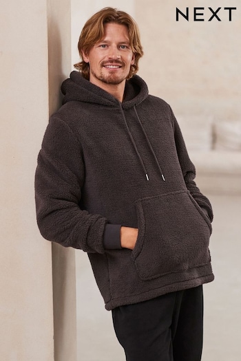 Charcoal Grey Fleece Borg Overhead Hoodie (D54370) | £30