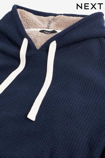 Navy Blue Borg Lined Hoodie (D54374) | £35