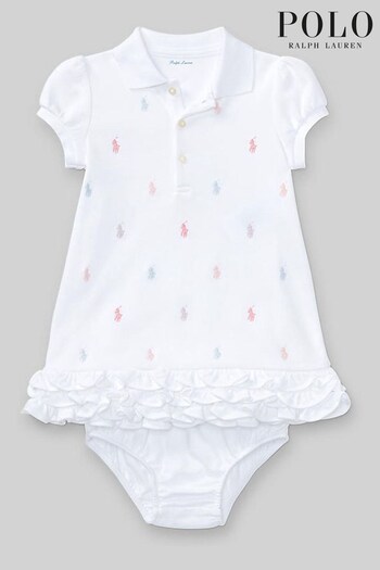 Polo Pique Ralph Lauren Baby Logo Cupcake Dress (D54507) | £79