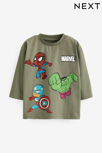 Khaki Green Marvel License Long Sleeve T-Shirt (3mths-8yrs) (D54727) | £11 - £13