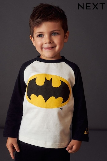 White & Black Long Sleeve Batman T-Shirt (3mths-8yrs) (D54728) | £11 - £13