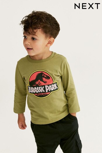 Khaki Green Jurassic Park Long Sleeve T-Shirt (3mths-8yrs) (D54736) | £10 - £12