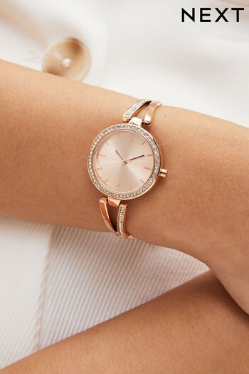 Rose Gold Tone Crossover Strap Sparkle Dial Watch (D54900) | £36
