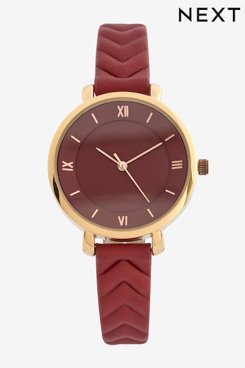 Berry Red Embossed Strap Watch (D54908) | £30