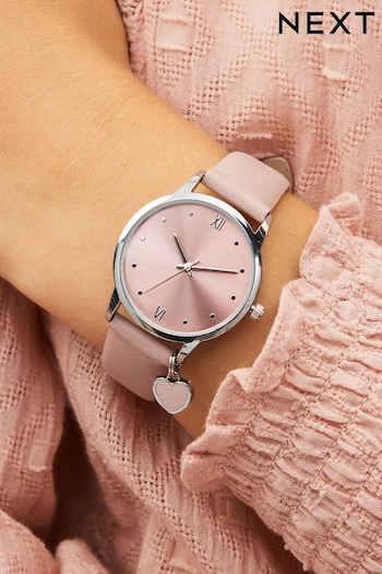 Rose Pink Heart Charm Watch (D54909) | £32