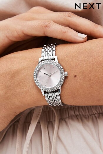 Silver Tone Pearl And Sparkle Bracelet Watch (D54940) | £38