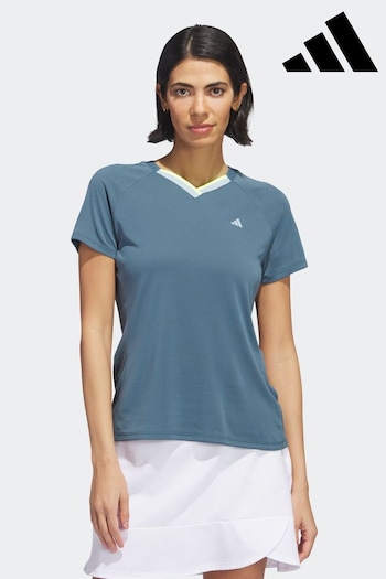 adidas Teal Blue Ultimate365 Tour Heat.rdy V-neck Top (D54956) | £55