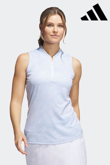 adidas owner Golf Bright Blue Essentials Sleeveless Polo Shirt (D54959) | £40