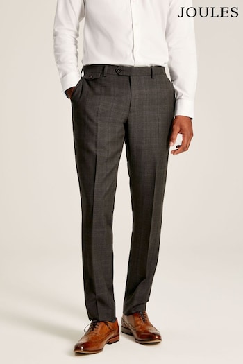 Joules Brown Trimmed Check Suit Trousers (D55071) | £100