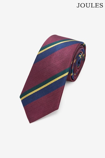 Joules Burgundy Red Stripe Silk Tie (D55079) | £25