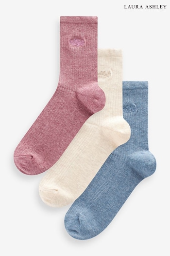 Laura Ashley Blue and Pink Laura Ashley Socks 3 Pack (D55103) | £10