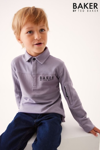 Baker by Ted Baker Long Sleeve Panel Polo ckande Shirt (D55105) | £24 - £30