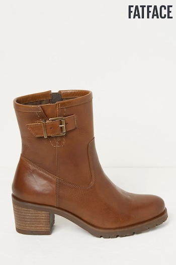 FatFace Brown Hollie Midheight Heel Boots (D55126) | £89