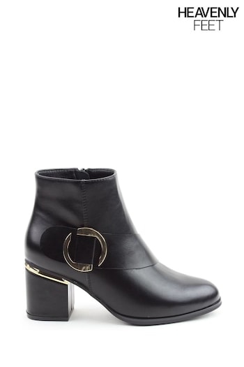 Heavenly Feet Ladies Vegan Friendly Black Ankle Boots heel (D55146) | £55