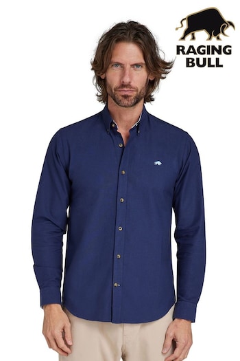 Raging Bull Blue Classic Long Sleeve Oxford Shirt (D55177) | £59 - £69