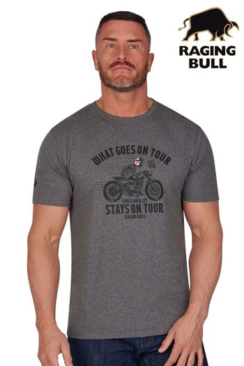 Raging Bull Grey On Tour Biker T-Shirt (D55178) | £32 - £34