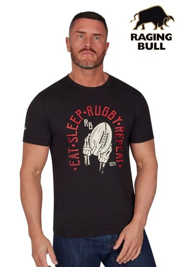 Raging Bull Eat Sleep Rugby Black T-Shirt (D55180) | £32 - £34
