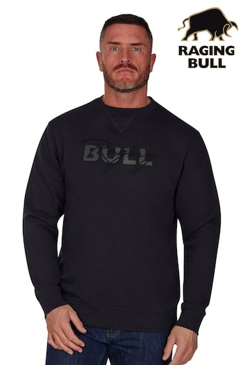 Raging Bull Black Embroidered Script Crew Neck Sweat (D55188) | £64 - £74