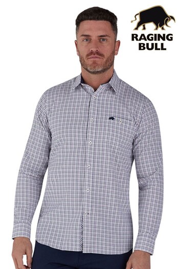 Raging Bull Purple Long Sleeve Brushed Twill Tattersall Shirt (D55206) | £69 - £79