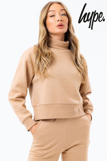 Hype. Women's Brown Sand Roll Neck Sweatshirt (D55324) | £35