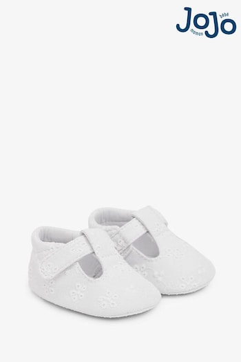 JoJo Maman Bébé White Broderie Anglaise Baby Canvas Shoes (D55332) | £12