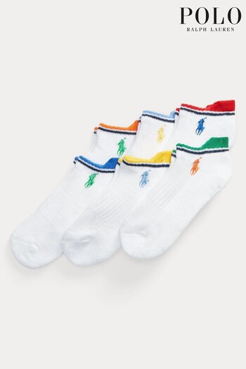 Polo Ralph Lauren Logo Ankle White Socks 6 Pack (D55345) | £22