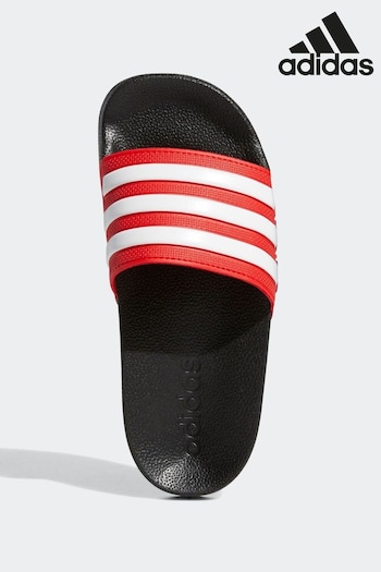 adidas vibes Black/Red Kids Adilette Youth Sliders (D55389) | £18