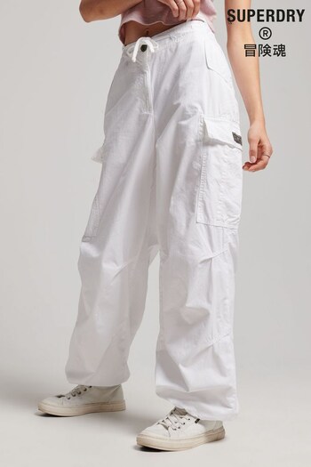Superdry White Baggy Parachute Trousers (D55392) | £65