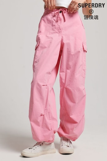 Superdry Pink Baggy Parachute Trousers (D55394) | £65