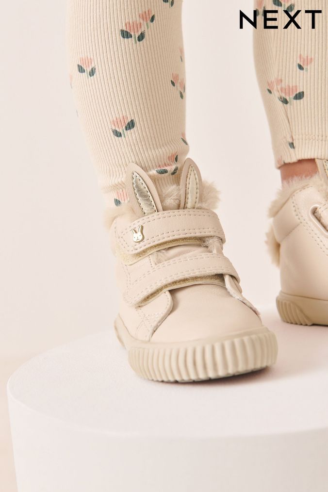 Bone White Bunny Standard Fit (F) High Top Trainers (D55444) | £21 - £23