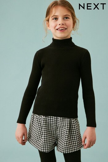 Black/White Houndstooth Shorts & Tights Set (3-16yrs) (D55518) | £24 - £29