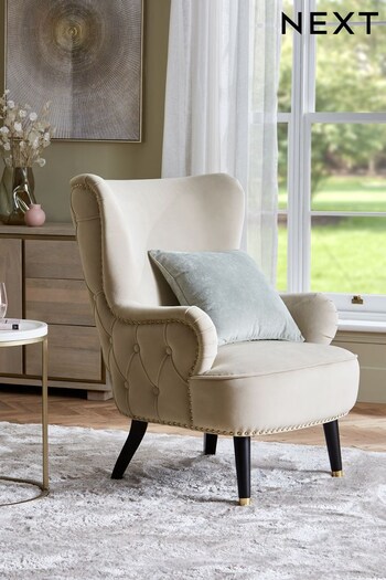 Soft Velvet Pebble Natural Pearl Accent Chair (D55553) | £365
