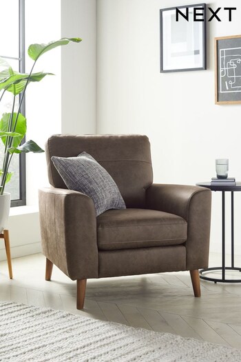 Monza Faux Leather Peppercorn Brown, Bronx Leg Stamford Accent Chair (D55557) | £399