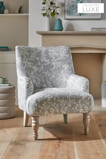 Vintage Leaf Light Grey Blue Collection Luxe Wolton Highback Accent Chair (D55561) | £325