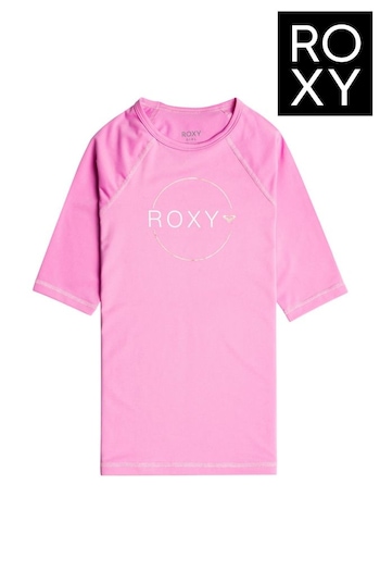 Roxy Pink Beach Classics Short Sleeve Rash Vest (D55574) | £12.50