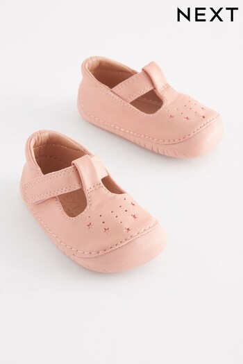 Pink Standard Fit (F) Crawler T-Bar Shoes (D55605) | £20