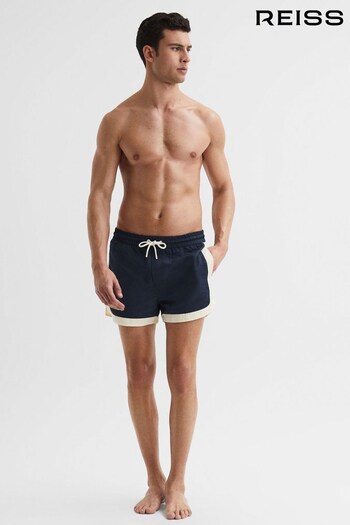 Reiss Navy/White Surf Drawstring Contrast Swim Shorts (D55743) | £68