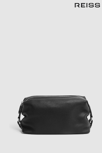 Reiss Black Cole Leather Washbag (D55831) | £98