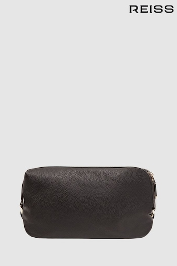 Reiss Chocolate Cole Leather Washbag (D55832) | £98
