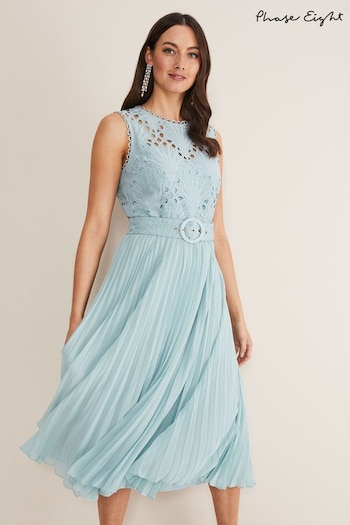 Phase Eight Blue Amora Lace Bodice Dress (D55895) | £149