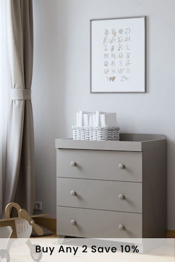 Little Acorns Light Grey Classic 3 Draw Dresser Changing Unit (D56175) | £180