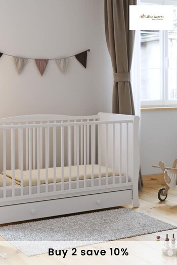 Little Acorns White Space Saver Sleigh Cot With Drawer (D56190) | £230