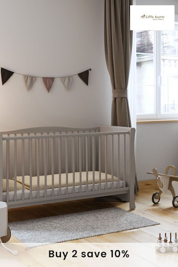 Little Acorns Light Grey Sleigh Cot Bed Without Drawer (D56197) | £229.99