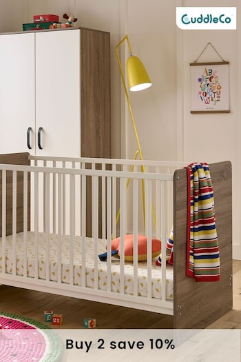 Cuddleco White Enzo Cot Bed Oak and White (D56201) | £299
