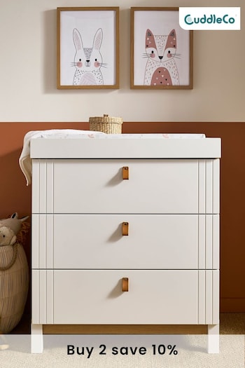 Cuddleco White Rafi Dresser Changer in Oak and White (D56231) | £449