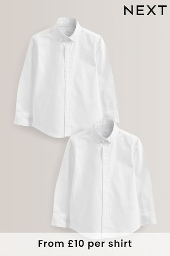 White 2 Pack Long Sleeve Oxford lauren Shirt (3-16yrs) (D56272) | £24 - £34